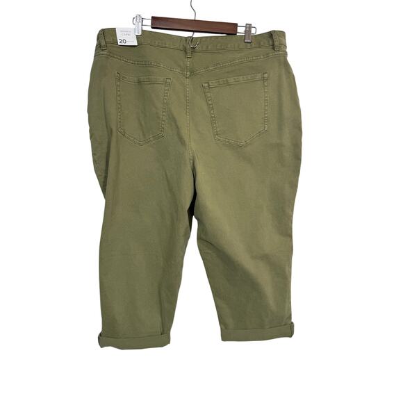 Lane Bryant Boyfriend Capri Mid-Rise Green Pants Stretch Comfort Size 20 New - Picture 2 of 5